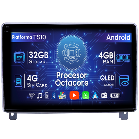 Peugeot - Navigatie dedicata Peugeot 407 2004-2011, 4GB RAM 32GB ROM, Octacore, Android 14, Display QLED 1K 9", DSP, Carplay&Android Auto, SIM 4G, Bluetooth, Ventilator Activ