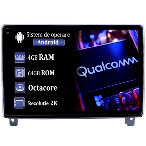 407 2004-2011 - Navigatie dedicata Peugeot 407 2004-2011, 4GB RAM 64GB ROM, Procesor Qualcomm Octacore, Android 14, Rezolutie 2K, Display QLED 9", DSP, Carplay&Android Auto, SIM 4G