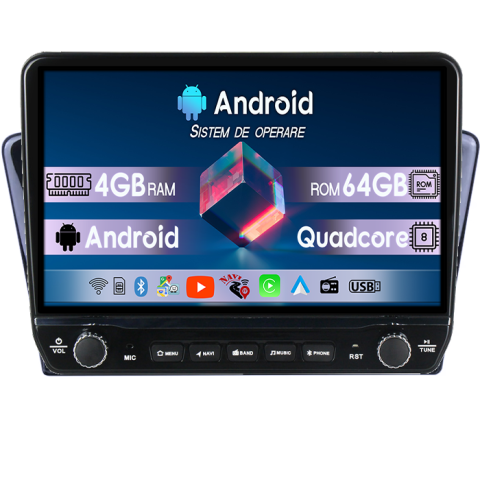 408 2014-2018 - Navigatie dedicata Peugeot 408 2014-2018 Tesla cu butoane rotative model 2024, 4GB RAM 64GB ROM, Procesor Quadcore, Android 14, Display QLED 10", DSP, Carplay&Android Auto