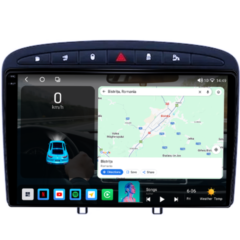 Navigatie dedicata Peugeot 408 2008-2020, black, 4GB RAM 32GB ROM, Octacore, Android 14, Display QLED 1K 9", DSP, Carplay&Android Auto, SIM 4G, Bluetooth, Ventilator Activ [4]