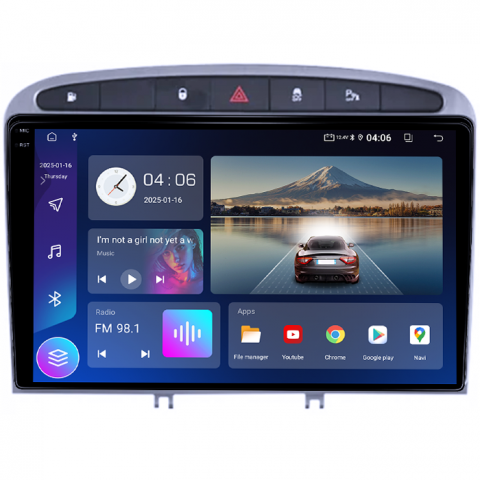 Navigatie dedicata Peugeot 408 2008-2020, gri, 4GB RAM 64GB ROM, Quad Core, Display 9" QLED 1K, Carplay, Android 14, Bluetooth, Magazin Play, Suport Camere AHD [3]