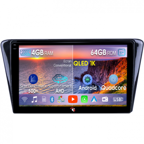 Peugeot - Navigatie dedicata Peugeot 408 2014+, 4GB RAM 64GB ROM, Octacore, Android 14, Display QLED 1K 10", Carplay&Android Auto, SIM 4G, Ventilator Activ