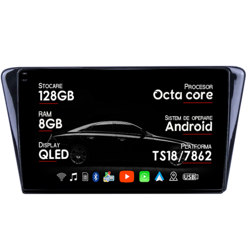 Navigatii Dedicate - Navigatie dedicata Peugeot 408 2014+, 8GB RAM 128GB ROM, Octacore, Platforma TS18, Android 14, Display QLED 10", Suporta camera 360", DSP, Carplay&Android Auto, SIM 4G, Ventilator Activ