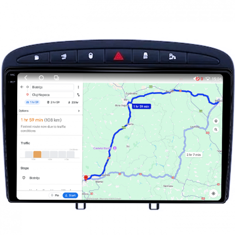 Navigatie dedicata Peugeot 408 Black, 4GB RAM 64GB ROM, Octacore, Android 14, Display QLED 1K 9", Carplay&Android Auto, SIM 4G, Ventilator Activ [3]