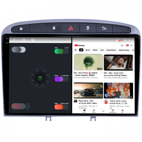 Navigatie dedicata Peugeot 408 GRAY, 4GB RAM 64GB ROM, Octacore, Android 14, Display QLED 1K 9", Carplay&Android Auto, SIM 4G, Ventilator Activ [2]
