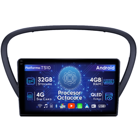 607 2004-2010 - Navigatie dedicata Peugeot 607 2004-2010, 4GB RAM 32GB ROM, Octacore, Android 14, Display QLED 1K 9", DSP, Carplay&Android Auto, SIM 4G, Bluetooth, Ventilator Activ