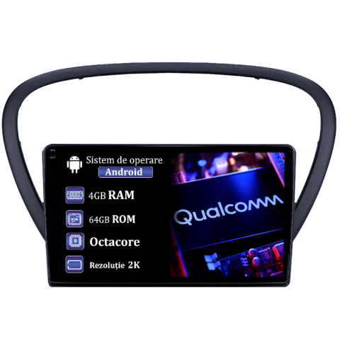 607 2004-2010 - Navigatie dedicata Peugeot 607 2004-2010, 4GB RAM 64GB ROM, Procesor Qualcomm Octacore, Android 14, Rezolutie 2K, Display QLED 9", DSP, Carplay&Android Auto, SIM 4G