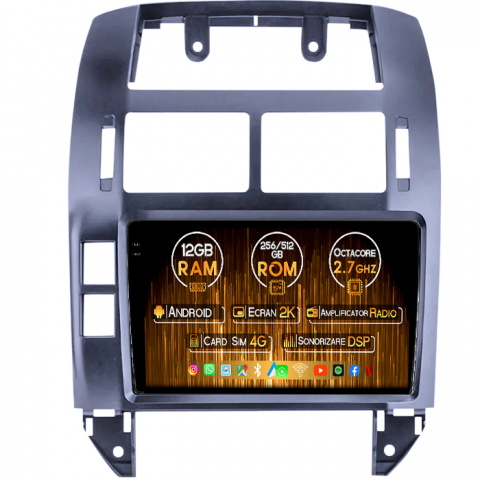 Polo Mk4 2004-2009 - Navigatie dedicata Polo Mk4 2004-2009, 12GB RAM 256GB ROM, Android 14, Rezolutie 2K, Display QLED, 9", DSP, Carplay, Android Auto, Internet, Youtube, Waze, Wi Fi, USB