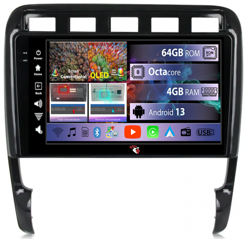 Porsche - Navigatie dedicata Porsche Cayenne 2002-2010, 4GB RAM 64GB ROM, Octacore, Android 14, Display QLED 1K 9", DSP, Carplay, Android Auto, Internet, Youtube, Waze, WIFI, Bluetooth