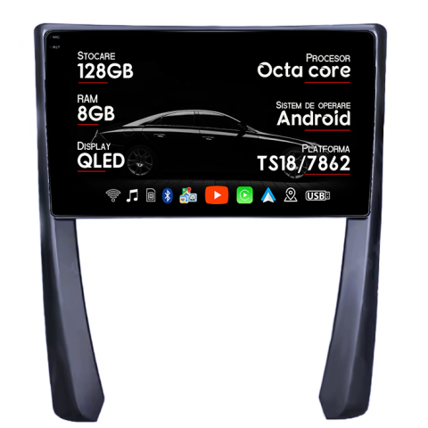 Navigatii Dedicate - Navigatie dedicata Porsche Cayenne 2002-2010, 8GB RAM 128GB ROM, Octacore, Platforma TS18, Android 14, Display QLED 9", Suporta camera 360", DSP, Carplay&Android Auto, SIM 4G, Ventilator Activ