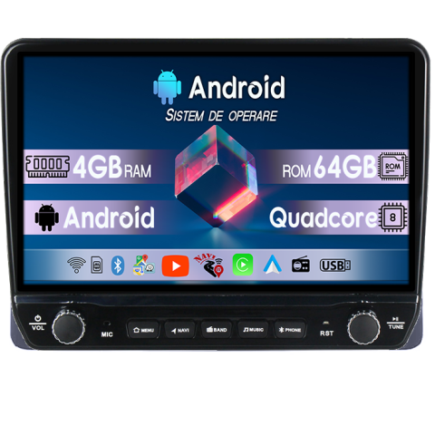 Dacia Duster 2018-2022 - Navigatie dedicata Renault Duster 2018-2022 Tesla cu butoane rotative model 2024, 4GB RAM 64GB ROM, Procesor Quadcore, Android 14, Display QLED 10", DSP, Carplay&Android Auto