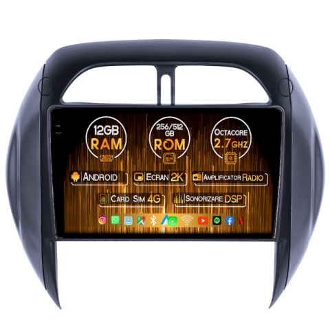 Toyota - Navigatie dedicata RAV4 2003-2005, 12GB RAM 256GB ROM, Android 13, Rezolutie 2K, Display QLED 9", DSP, Carplay&Android Auto, SIM 4G, Ventilator Activ, Suport Camere 360