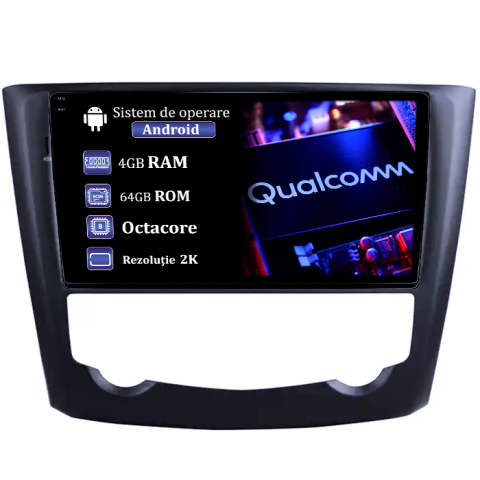 Kadjar 2015-2017 - Navigatie dedicata Renaul Kadjar 2015-2017, 4GB RAM 64GB ROM, Procesor Qualcomm Octacore, Android 14, Rezolutie 2K, Display QLED 9", DSP, Carplay&Android Auto, SIM 4G