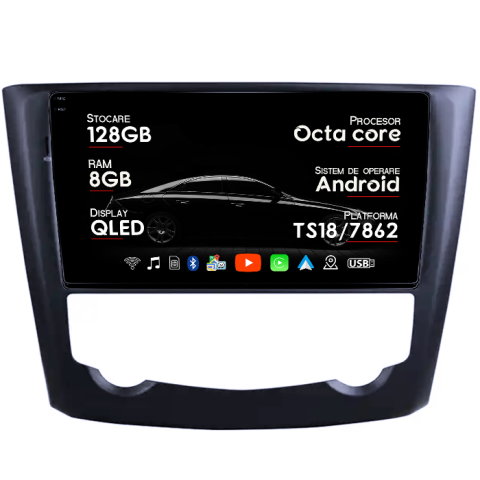 Navigatii Dedicate - Navigatie dedicata Renaul Kadjar 2015-2017, 8GB RAM 128GB ROM, Octacore, Platforma TS18, Android 14, Display QLED 9", Suporta camera 360", DSP, Carplay&Android Auto, SIM 4G, Ventilator Activ