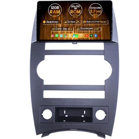 Cherokee Commander XK 2005-2011 - Navigatie dedicata Jeep Cherokee Commander XK 2005-2011, 12GB RAM 256GB ROM, Android 14, Rezolutie 2K, Display QLED, 9", DSP, Carplay, Android Auto, Internet, Youtube, Waze, Wi Fi, USB