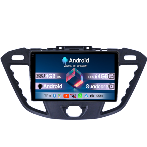 Transit 2013-2018 - Navigatie dedicata Ford Transit 2013-2018, 4GB RAM 64GB ROM, Quadcore, Android 14, Display QLED  9", DSP, Carplay&Android Auto, Suport camere AHD