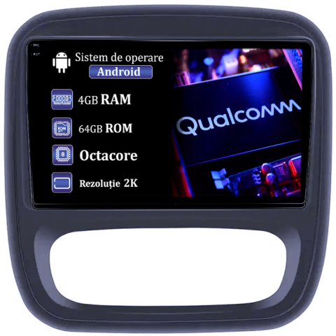 Trafic 3 - Navigatie dedicata Renault Captur, Trafic 3, 4GB RAM 64GB ROM, Procesor Qualcomm Octacore, Android 14, Rezolutie 2K, Display QLED 9", DSP, Carplay&Android Auto, SIM 4G