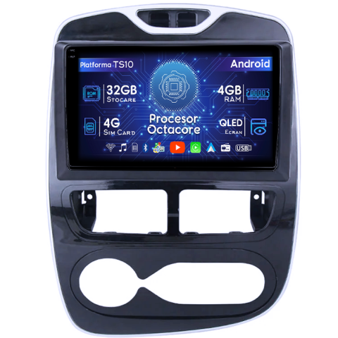 Clio 2013-2015 - Navigatie dedicata Renault Clio 2013-2015, 4GB RAM 32GB ROM, Octacore, Android 14, Display QLED 1K 10", DSP, Carplay&Android Auto, SIM 4G, Bluetooth, Ventilator Activ