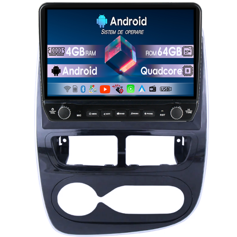 Clio 2013-2015 - Navigatie dedicata Renault Clio 2013-2015 Tesla cu butoane rotative model 2024, 4GB RAM 64GB ROM, Procesor Quadcore, Android 14, Display QLED 10", DSP, Carplay&Android Auto