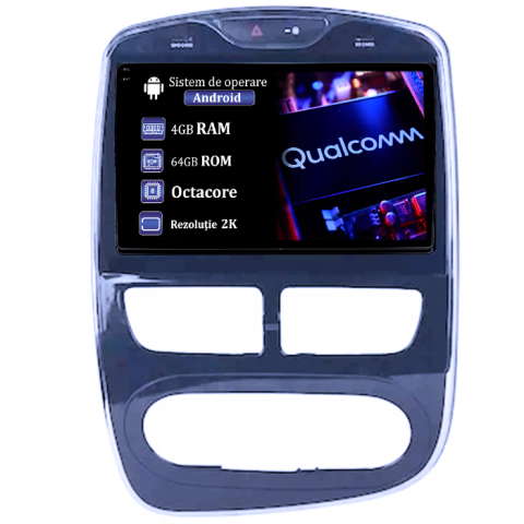 Clio 4 (2015+) - Navigatie dedicata Renault Clio 4 2015, 4GB RAM 64GB ROM, Procesor Qualcomm Octacore, Android 14, Rezolutie 2K, Display QLED 9", DSP, Carplay&Android Auto, SIM 4G