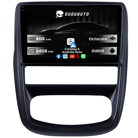 Duster 2010-2014 - Navigatie dedicata Renault Duster 2010-2015, DUDU3, 4GB RAM 64GB ROM, Octacore, Platforma 8581, Android, Display QLED 9", DSP, Carplay&AndroidAuto