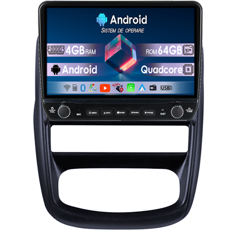 Duster 2010-2014 - Navigatie dedicata Renault Duster 2010-2014 Tesla cu butoane rotative model 2024, 4GB RAM 64GB ROM, Procesor Quadcore, Android 14, Display QLED 10", DSP, Carplay&Android Auto
