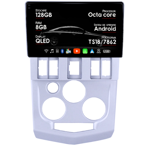 Logan (2004-2012) - Navigatie dedicata Renault&Dacia 2004-2009, 8GB RAM 128GB ROM, Octacore, Platforma TS18, Android 14, Display QLED 9â, Suporta camera 360Âş, DSP, Carplay&Android Auto, SIM 4G, Ventilator Activ