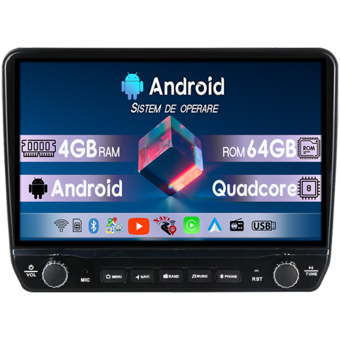 Duster 2015-2018 - Navigatie dedicata Renault Duster 2015-2018 Tesla cu butoane rotative model 2024, 4GB RAM 64GB ROM, Procesor Quadcore, Android 14, Display QLED 10", DSP, Carplay&Android Auto