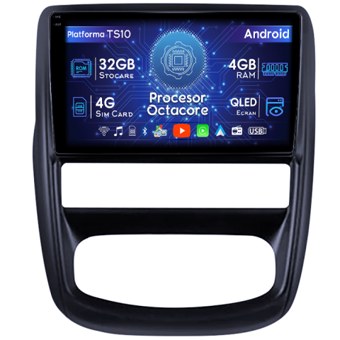 Duster 2010-2014 - Navigatie dedicata Renault Duster 2010-2015, 4GB RAM 32GB ROM, Octacore, Android 14, Display QLED 1K 9", DSP, Carplay&Android Auto, SIM 4G, Bluetooth, Ventilator Activ