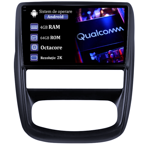 Duster 2010-2014 - Navigatie dedicata Renault Duster 2010-2015, 4GB RAM 64GB ROM, Procesor Qualcomm Octacore, Android 14, Rezolutie 2K, Display QLED 9", DSP, Carplay&Android Auto, SIM 4G