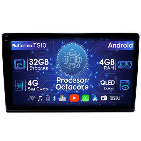 Captur 2020+ - Navigatie dedicata Renault Duster 2015-2018, 4GB RAM 32GB ROM, Octacore, Android 14, Display QLED 1K 9", DSP, Carplay&Android Auto, SIM 4G, Bluetooth, Ventilator Activ