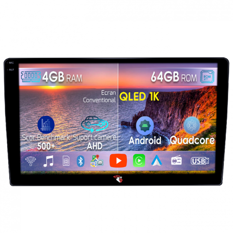 Captur 2020+ - Navigatie dedicata Renault Duster 2015-2018, 4GB RAM 64GB ROM, Octacore, Android 14, Display QLED 1K 9", Carplay&Android Auto, SIM 4G, Ventilator Activ