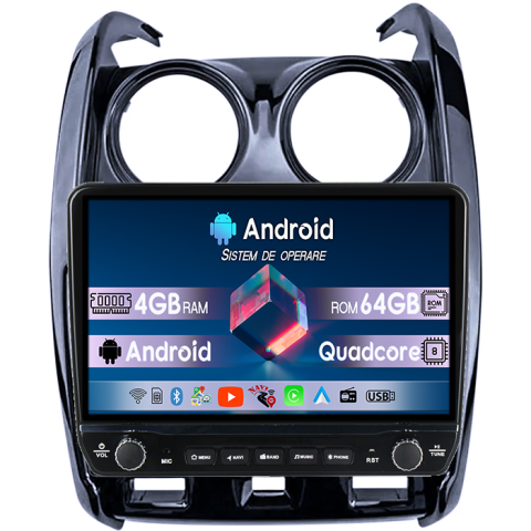 Duster 2015-2020 - Navigatie dedicata Renault Duster 2015-2020 Tesla cu butoane rotative model 2024, 4GB RAM 64GB ROM, Procesor Quadcore, Android 14, Display QLED 10", DSP, Carplay&Android