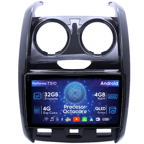 Duster 2015-2020 - Navigatie dedicata Renault Duster 2015-2020 Lada Largus 2021, 4GB RAM 32GB ROM, Octacore, Android 14, Display QLED 1K 9", DSP, Carplay&Android Auto, SIM 4G, Bluetooth, Ventilator Activ