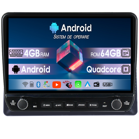 Renault - Navigatie dedicata Renault Express 2021+ Tesla cu butoane rotative model 2024, 4GB RAM 64GB ROM, Procesor Quadcore, Android 14, Display QLED 10", DSP, Carplay&Android Au