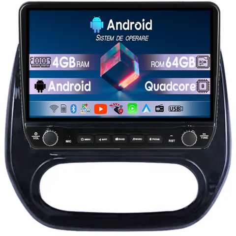 Captur 2013+ - Navigatie dedicata Renault Captur 2013+ Tesla cu butoane rotative model 2024, 4GB RAM 64GB ROM, Procesor Quadcore, Android 14, Display QLED 10", DSP, Carplay&Android Auto