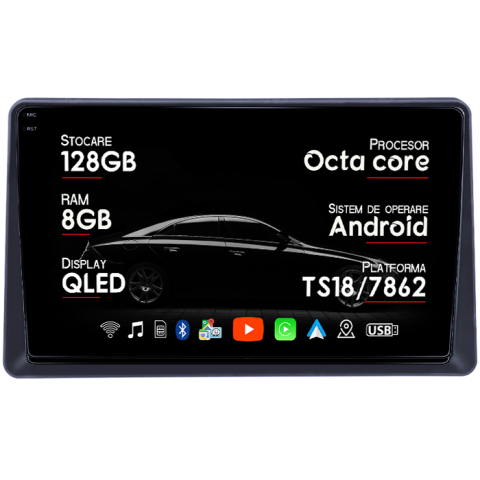 Express 2021+ - Navigatie dedicata Renault Express 2021+, 8GB RAM 128GB ROM, Octacore, Platforma TS18, Android 14, Display QLED 9â, Suporta camera 360Âş, DSP, Carplay&Android Auto, SIM 4G, Ventilator Activ