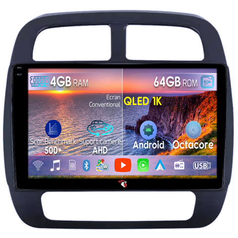 K-ZE 2015-2019 - Navigatie dedicata Renault K-ZE 2015-2019, 4GB RAM 64GB ROM, Octacore, Android 14, Display QLED 9", DSP, Carplay&Android Auto, SIM 4G, Ventilator Activ