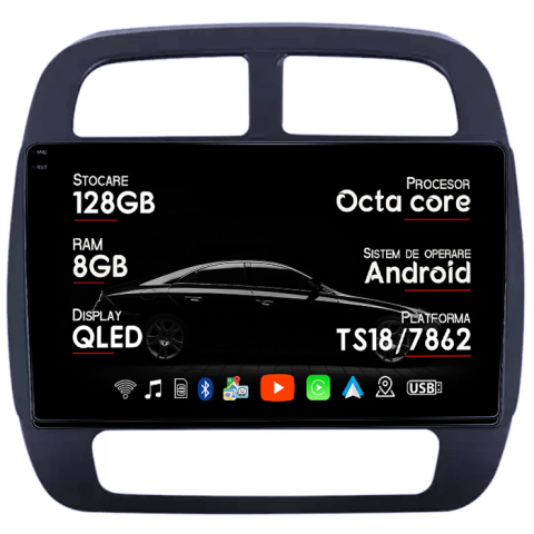 Navigatii Dedicate - Navigatie dedicata Renault K-ZE 2015-2019, 8GB RAM 128GB ROM, Octacore, Platforma TS18, Android 14, Display QLED 9", Suporta camera 360", DSP, Carplay&Android Auto, SIM 4G, Ventilator Activ
