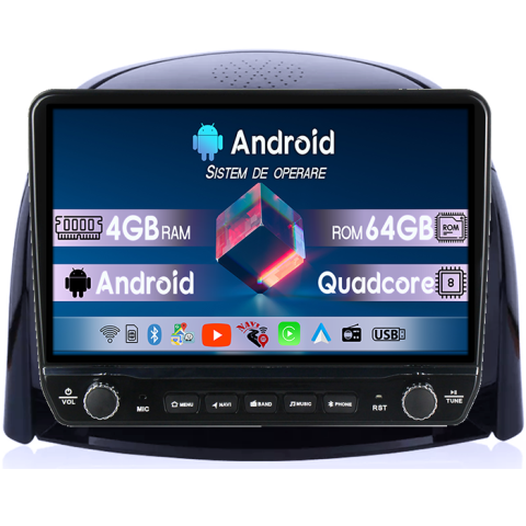 Koleos 2008-2016 - Navigatie dedicata Renault Koleos 2008-2016 Tesla cu butoane rotative model 2024, 4GB RAM 64GB ROM, Procesor Quadcore, Android 14, Display QLED 10", DSP, Carplay&Android Auto