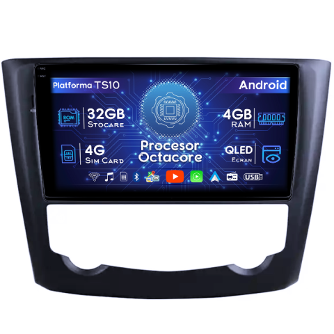 Kadjar 2015-2017 - Navigatie dedicata Renault Kadjar 2015-2017, 4GB RAM 32GB ROM, Octacore, Android 14, Display QLED 1K 9", DSP, Carplay&Android Auto, SIM 4G, Bluetooth, Ventilator Activ