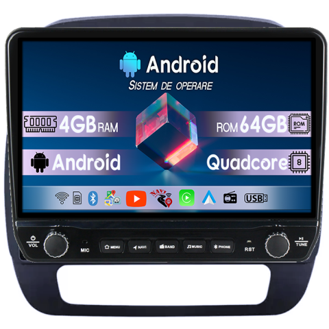 K-ZE 2015-2019 - Navigatie dedicata Renault K-ZE 2015-2019 Tesla cu butoane rotative model 2024, 4GB RAM 64GB ROM, Procesor Quadcore, Android 14, Display QLED 10", DSP, Carplay&Android Auto