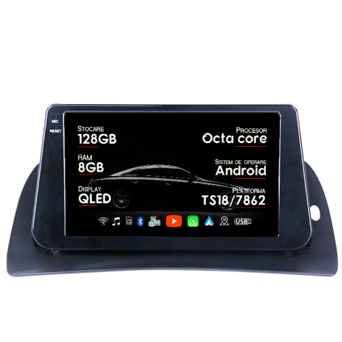 Navigatii Dedicate - Navigatie dedicata Renault Kangoo 2015-2018, 8GB RAM 128GB ROM, Octacore, Platforma TS18, Android 14, Display QLED 9", Suporta camera 360", DSP, Carplay&Android Auto, SIM 4G, Ventilator Activ