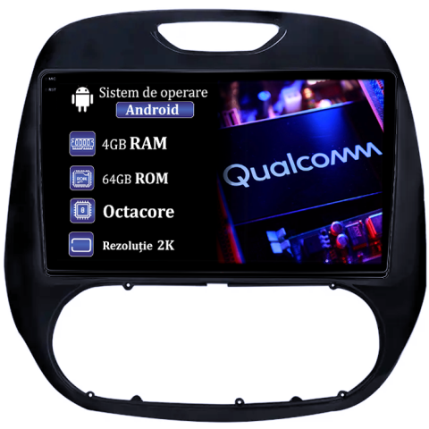 Kaptur 2016-2019 - Navigatie dedicata Renault Kaptur 2016-2019, 4GB RAM 64GB ROM, Procesor Qualcomm Octacore, Android 14, Rezolutie 2K, Display QLED 9", DSP, Carplay&Android Auto, SIM 4G