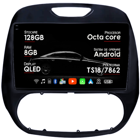Kaptur 2016-2019 - Navigatie dedicata Renault Kaptur 2016-2019, 8GB RAM 128GB ROM, Octacore, Platforma TS18, Android 13, Display QLED 9”, Suporta camera 360º, DSP, Carplay&Android Auto, SIM 4G, Ventilator Activ