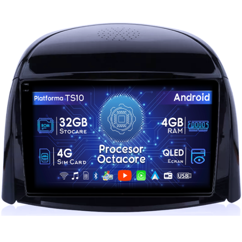 Koleos 2008-2016 - Navigatie dedicata Renault Koleos 2008-2016, 4GB RAM 32GB ROM, Octacore, Android 14, Display QLED 1K 9", DSP, Carplay&Android Auto, SIM 4G, Bluetooth, Ventilator Activ