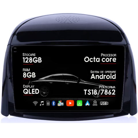 Navigatii Dedicate - Navigatie dedicata Renault Koleos 2008-2016, 8GB RAM 128GB ROM, Octacore, Platforma TS18, Android 14, Display QLED 9", Suporta camera 360", DSP, Carplay&Android Auto, SIM 4G, Ventilator Activ