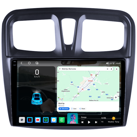 Navigatie dedicata Renault Logan 2014-2019, 4GB RAM 64GB ROM, Procesor Qualcomm Octacore, Android 14, Rezolutie 2K, Display QLED 9", DSP, Carplay&Android Auto, SIM 4G [2]