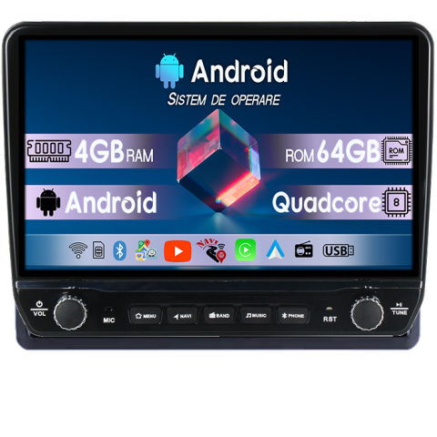 Renault Master 2021 - Navigatie dedicata Renault Master 2021 Tesla cu butoane rotative model 2024, 4GB RAM 64GB ROM, Procesor Quadcore, Android 14, Display QLED 10", DSP, Carplay&Android Auto