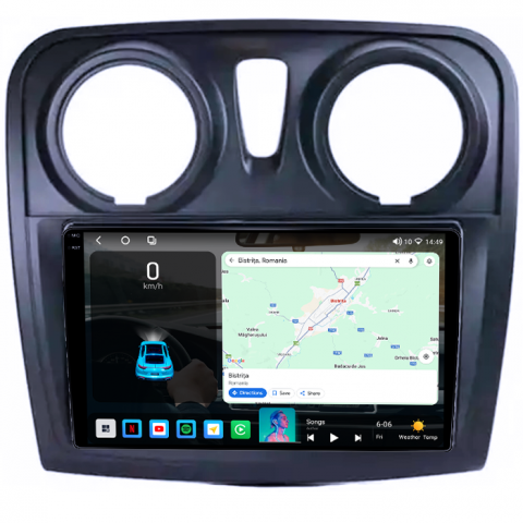 Navigatie dedicata Renault Sandero 2017+, 4GB RAM 64GB ROM, Octacore, Android 14, Display QLED 1K 9", Carplay&Android Auto, SIM 4G, Ventilator Activ [1]